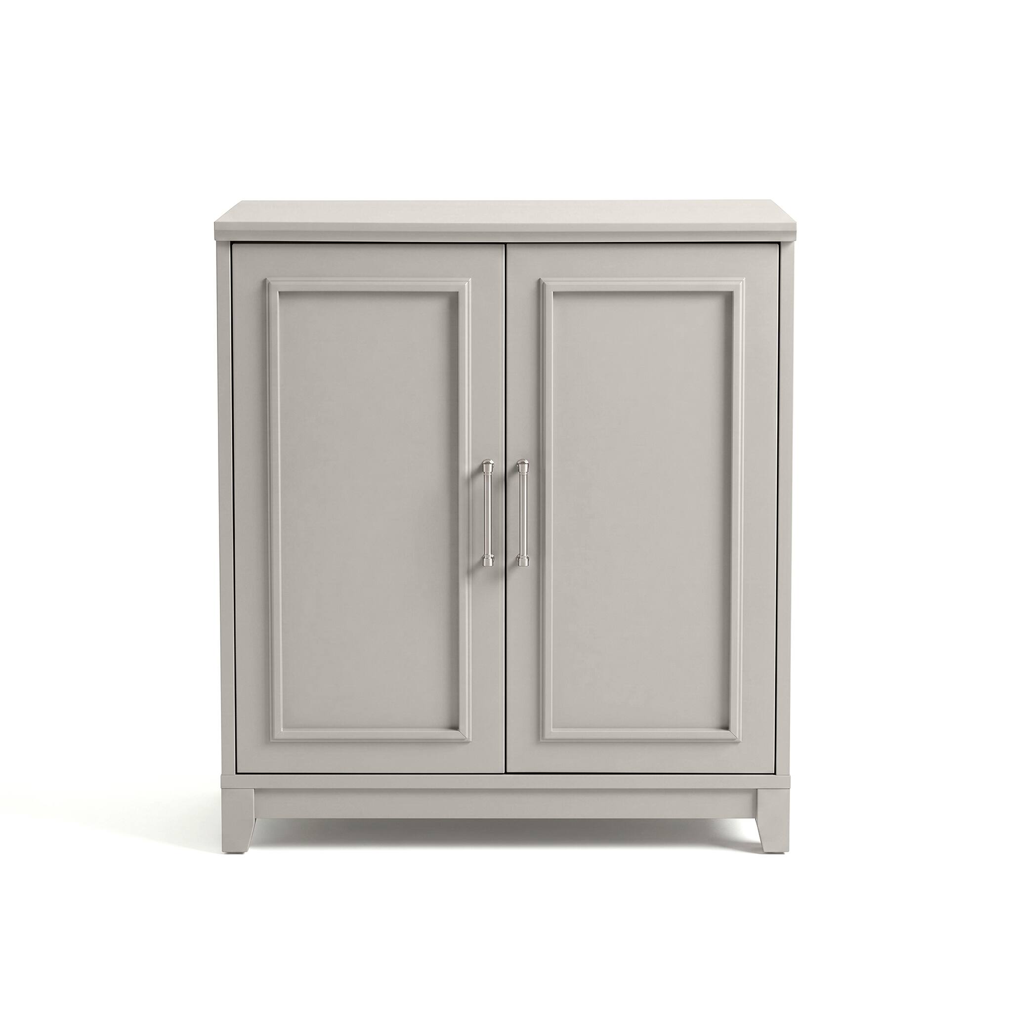 Alt View 10. Martha Stewart - Lily Pond Set of 2 Modular Storage Cabinets with Adjustable Shelf, Soft-Close Doors, Solid Wood Frames and Legs - Sharkey Gray/Brushed Stainless Steel Hardware.