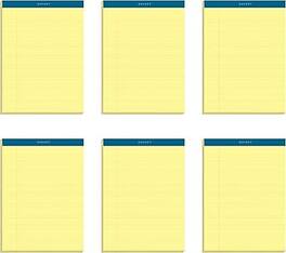 TOPS - Docket Notepads, 8.5" x 11.75", Wide, 100 Sheets/Pad, 6 Pads/Pack - Canary