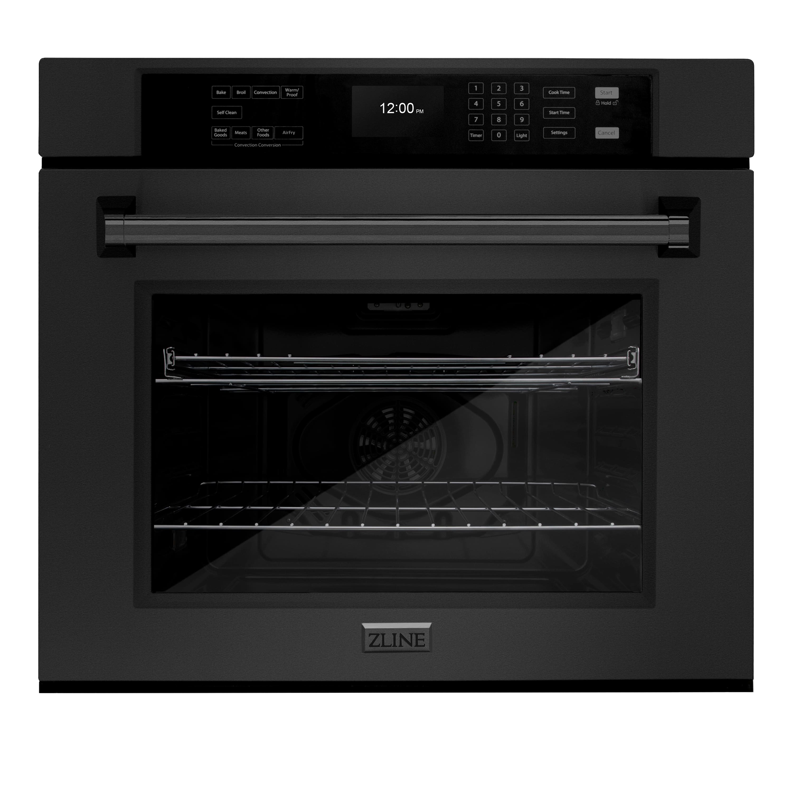 ZLINE - 30 in. True Convection Wall Oven w/ Air Fry and Self Clean - Black Stainless Steel - Front_Zoom