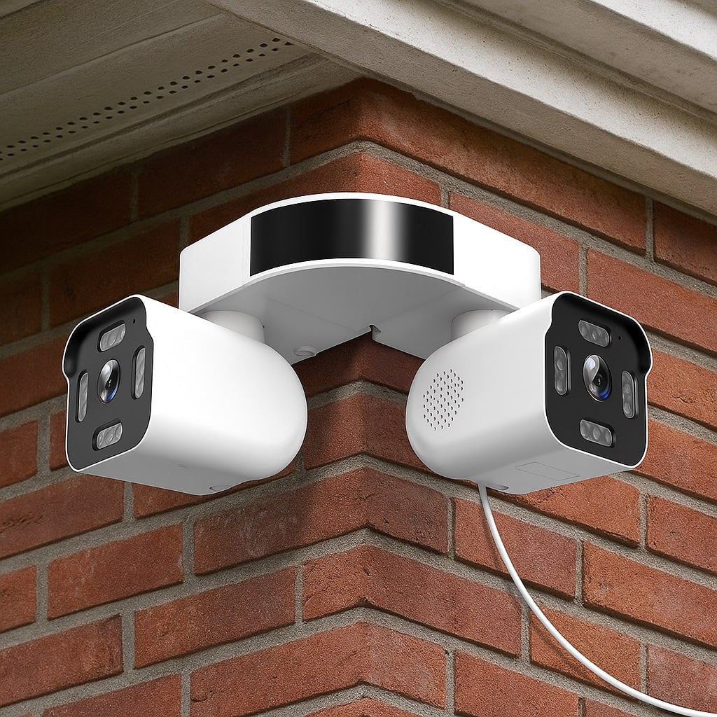 Zell Electronics - 8MP Outdoor PTZ WiFi Camera Dual Lens, 360° View, AI Alerts, Color Night Vision, Easy Setup - White