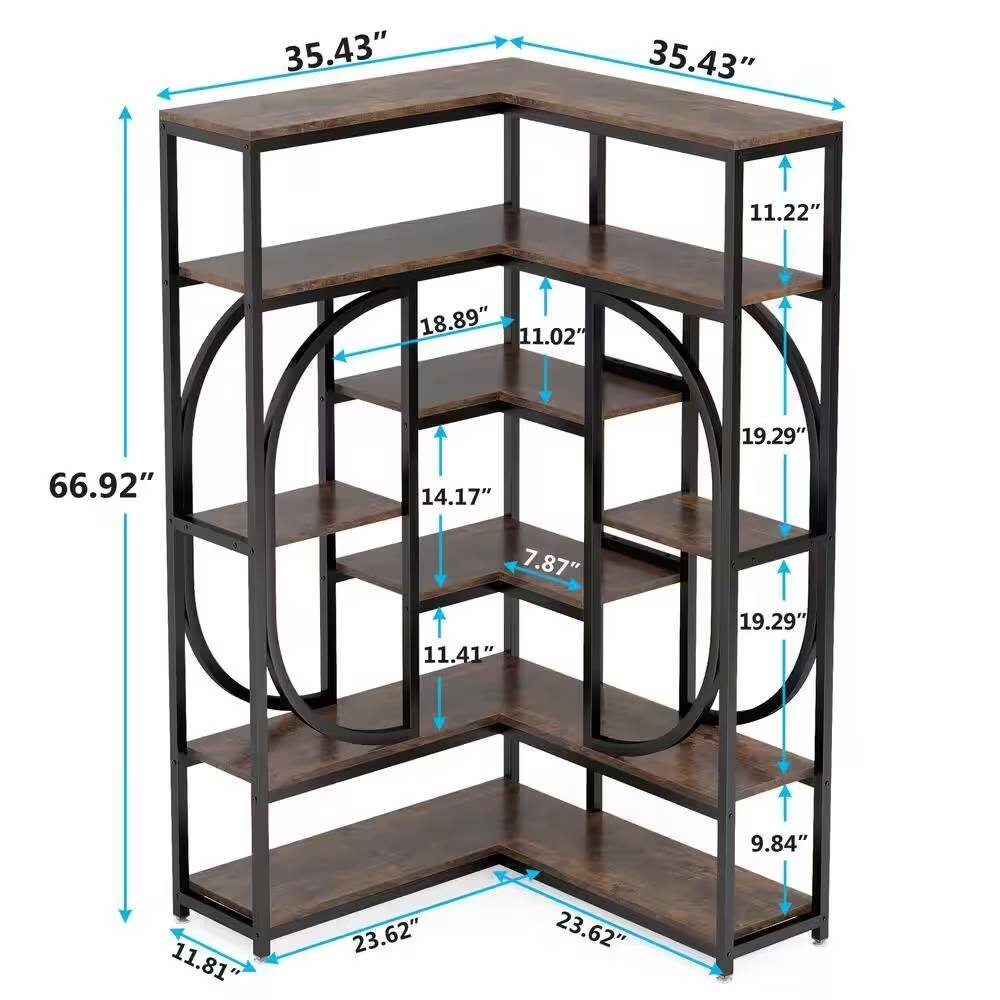 - Width: 35.43"
- Depth: 35.43"
- Height: 66.92"
- Shelf 1: 11.22"
- Shelf 2: 11.02"
- Shelf 3: 11.41"
- Shelf 4: 9.84"
- Shelf 5: 7.87"
- Shelf 6: 11.81"
- Shelf 7: 14.17"
- Shelf 8: 18.89"
- Shelf 9: 19.29"
- Shelf 10: 19.29"
- Shelf 11: 11.81"
- Shelf 12: 23.62"
- Shelf 13: 23.62"
- Shelf 14: 11.81"
