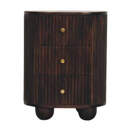 Artisan Furniture - Solid Wood Curved Fluted 3-Drawer Bedside - Brown