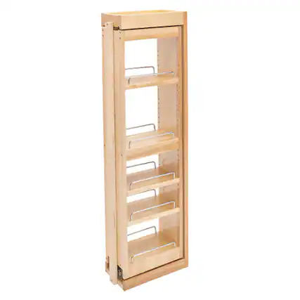 Front. Rev-A-Shelf - Rev-A-Shelf 6" Pullout Wall Filler w/ Soft-close, 39" Height, 432-WFBBSC39-6C - Natural Maple.