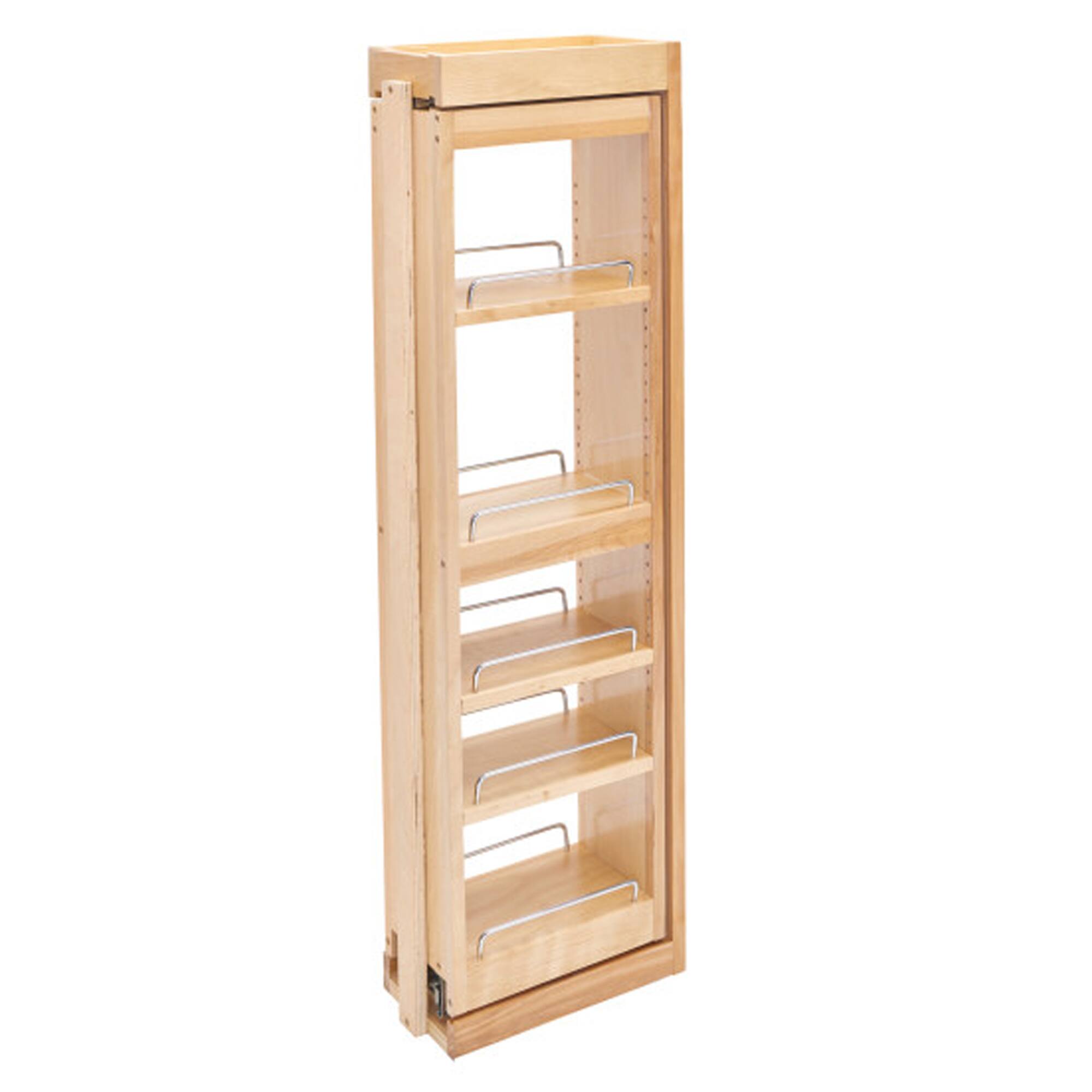 Front. Rev-A-Shelf - Rev-A-Shelf 6" Pullout Wall Filler w/ Soft-close, 39" Height, 432-WFBBSC39-6C - Natural Maple.