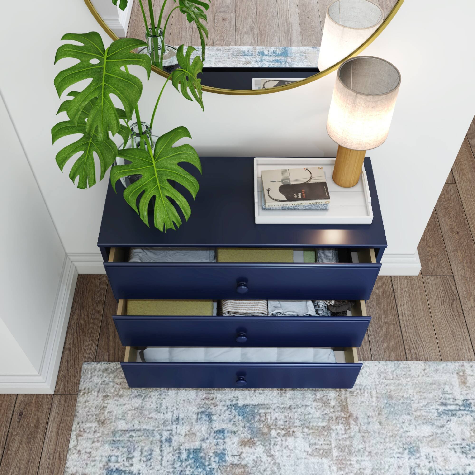 Alt View 5. Plank+Beam - Plank+Beam Classic 3-Drawer Dresser, Blue - Blue.