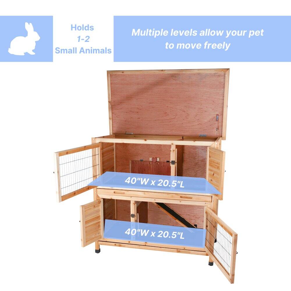 Holds 1-2 Small Animals

Multiple levels allow your pet to move freely

40"W x 20.5"L