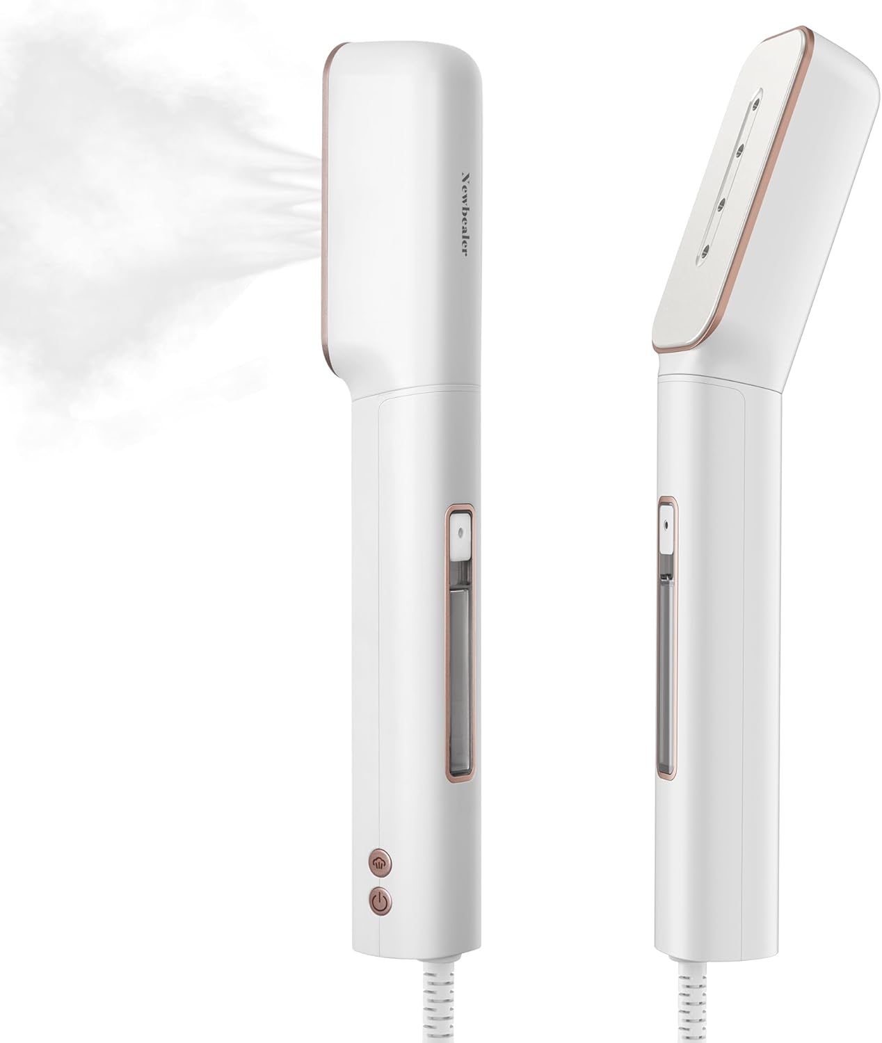 Newbealer - 2-in-1 Travel Garment Steamer&Iron, Steaming and Dry Ironing,180° Roating Head,Auto-off, Self Cleaning (Global Voltage) - Arctic Gold