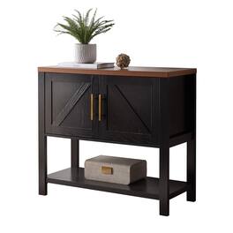 Hivvago - Modern 2 Drawer Wooden Storage Console Table - Black/Walnut
