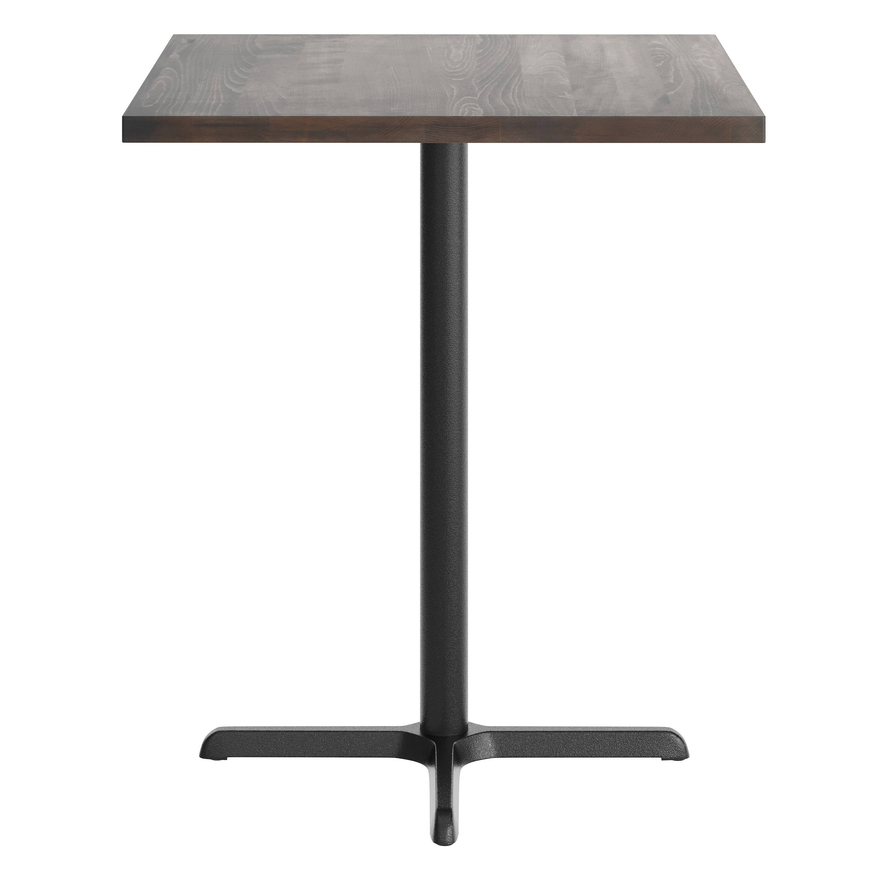 Angle. Flash Furniture - Bennett 36" Square Solid Wood Commercial Indoor Tabletop in Dark Brown with 30" x 30" Bar Height Rust-Resistant Black Ca - Brown.