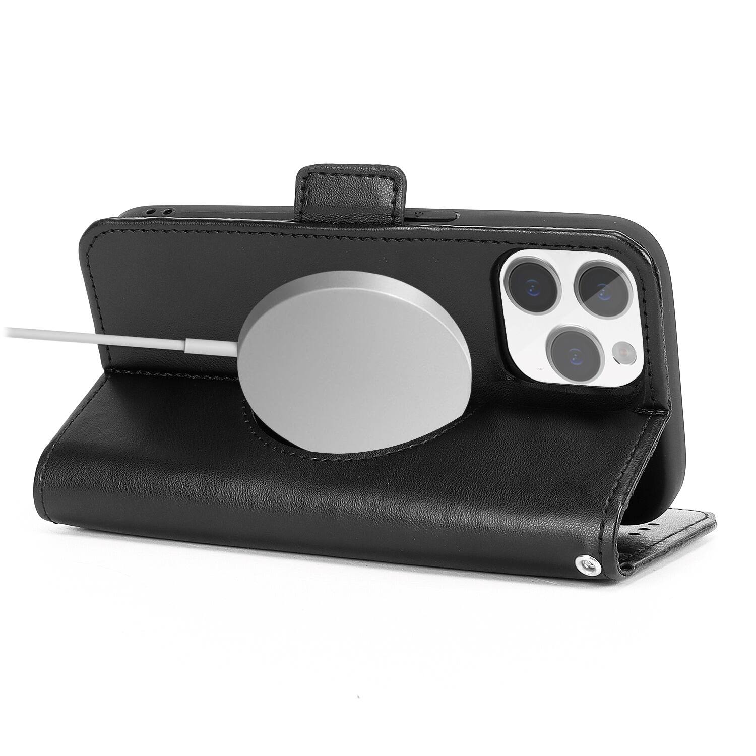 Alt View 17. SaharaCase - Genuine Leather Folio Wallet Case for Apple iPhone 15 Pro - Black.