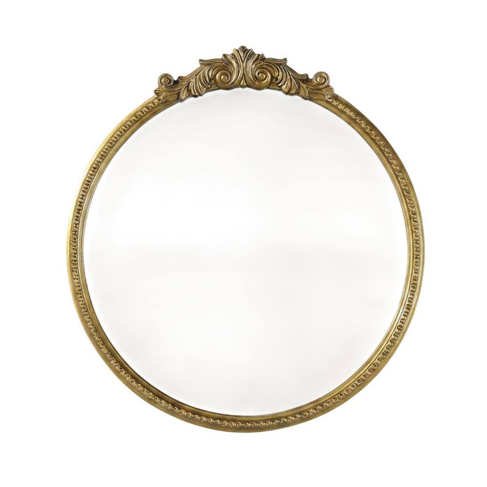 Front. Elegant Decor - Naomi Vintage Resin Mirror 30x32 in Antique Brass - Antique Brass.