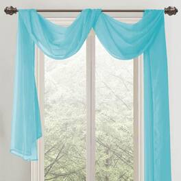 RT Designers Collection - Celine Sheer Curtain Scarf Valance - 55 x 216 Inches for Elegant Window Treatments - Aqua