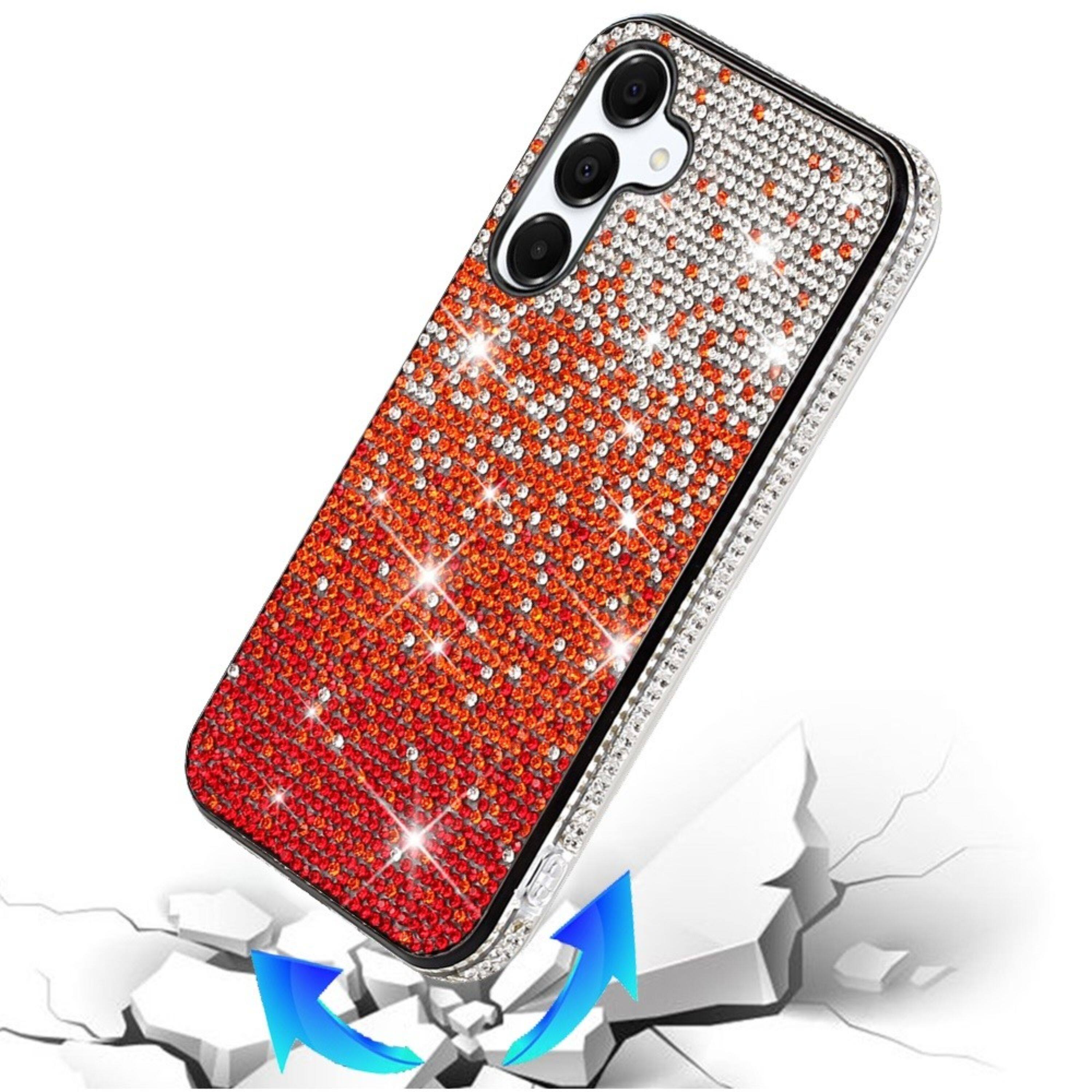 Left. Kitcheniva - Party Full Bling Diamond Phone Cover Plus Tempered Glass For Samsung S25 Plus/S24 Plus Red - Red.