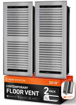 Home Intuition - Contemporary Floor Vent Covers 2X14 Inch with Mesh Cover, Heat and Air for HVAC, Light Grey, 2-Pack - Light Gray