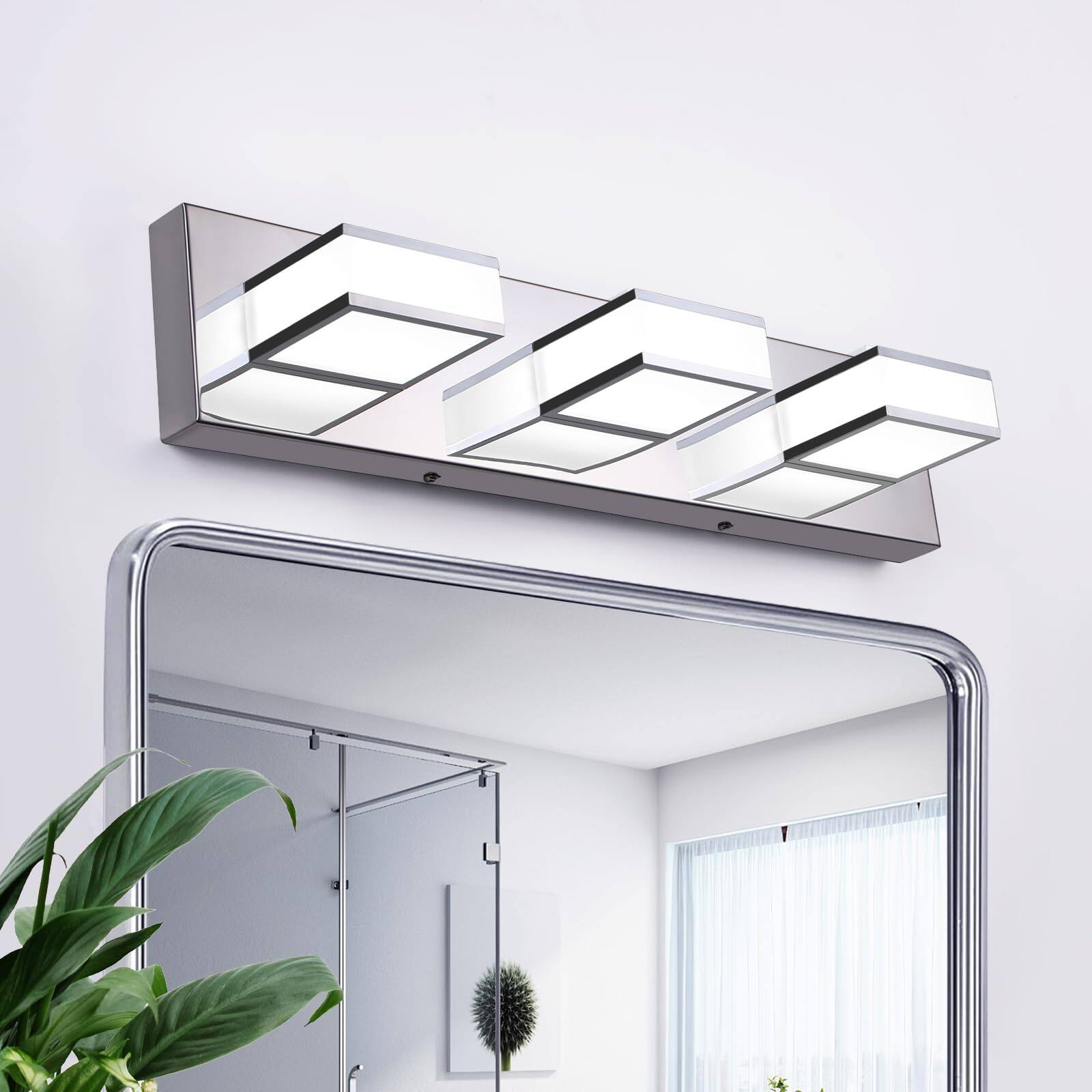 Left. PO3TICJUNKI3 - Led Modern Bathroom Vanity Lights Fixtures Light Stainless Steel Lighting Above Sink w Lamp Contemporary Ch - Default.