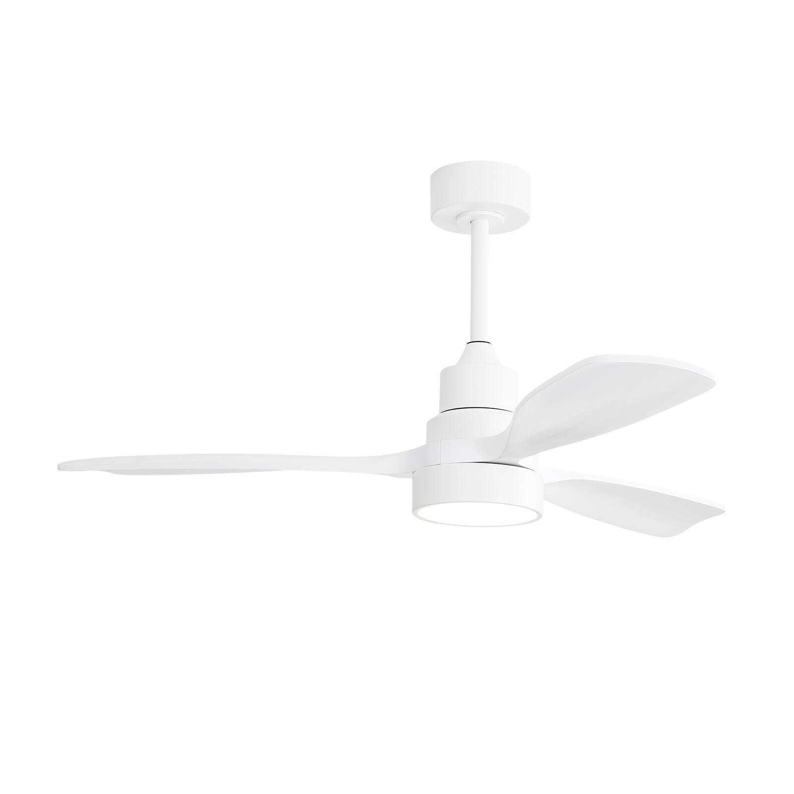 Angle. Sofucor - 48 Inch Indoor Outdoor Ceiling Fans with LED Light & Remote Control 3 White Wood Blades Reversible DC Dimmable LED - White.