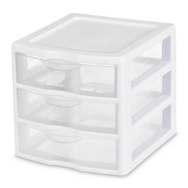 Sterilite - ClearView Plastic Small 3 Drawer Desktop Storage Unit, White, 18 Pack