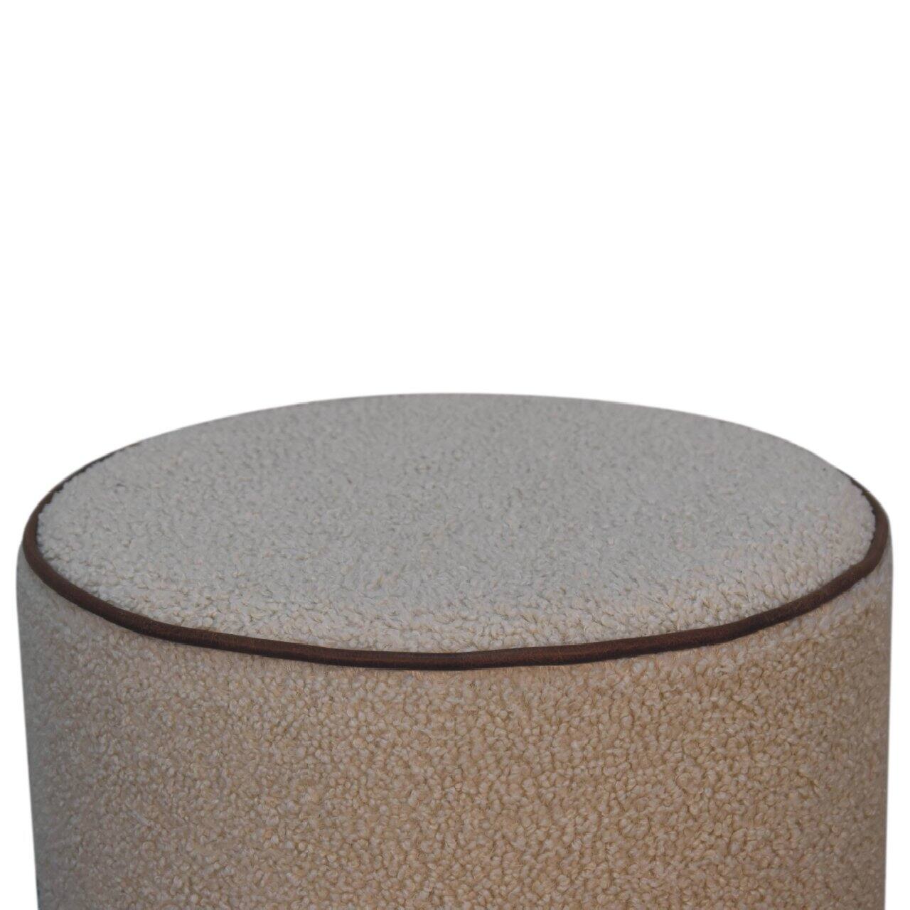 Alt View 2. Artisan Furniture - Artisan Furniture Solid Wood Serenity Large Round Footstool, Upholstered - Beige.