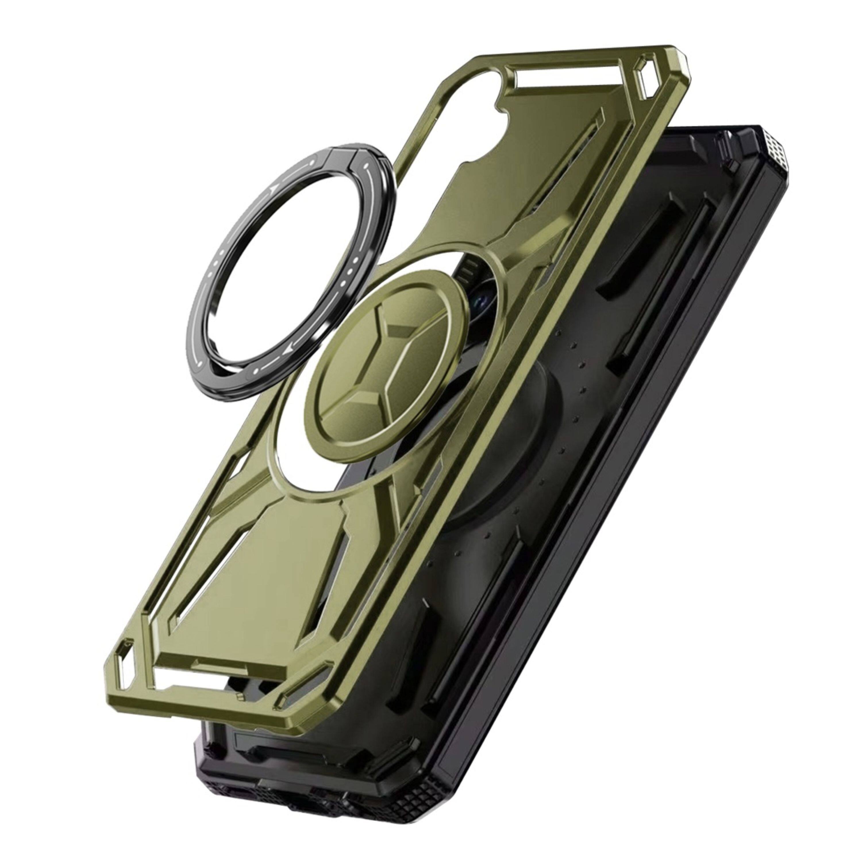 Left. Kitcheniva - Shockproof Magnetic Circle Rotating Metal Stand Phone Case With Tempered Glass Samsung Galaxy S26+ Plus Midnight Green - Midnight Green.