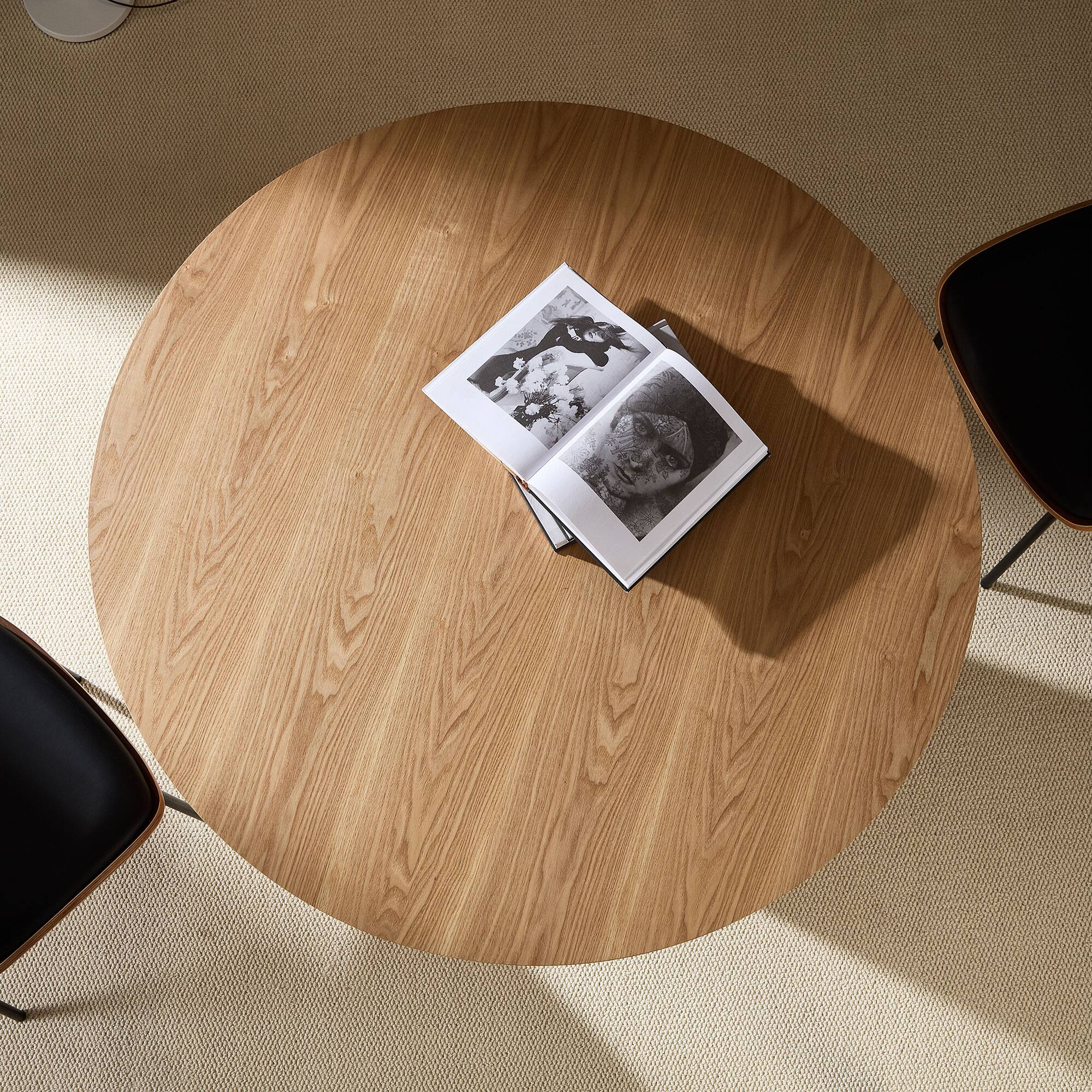 Alt View 7. Tiramisubest - 46.45 inch MDF Dining Table for Dining Room Round Dinner Tables Mid-Century Modern Table, OAK - Oak.