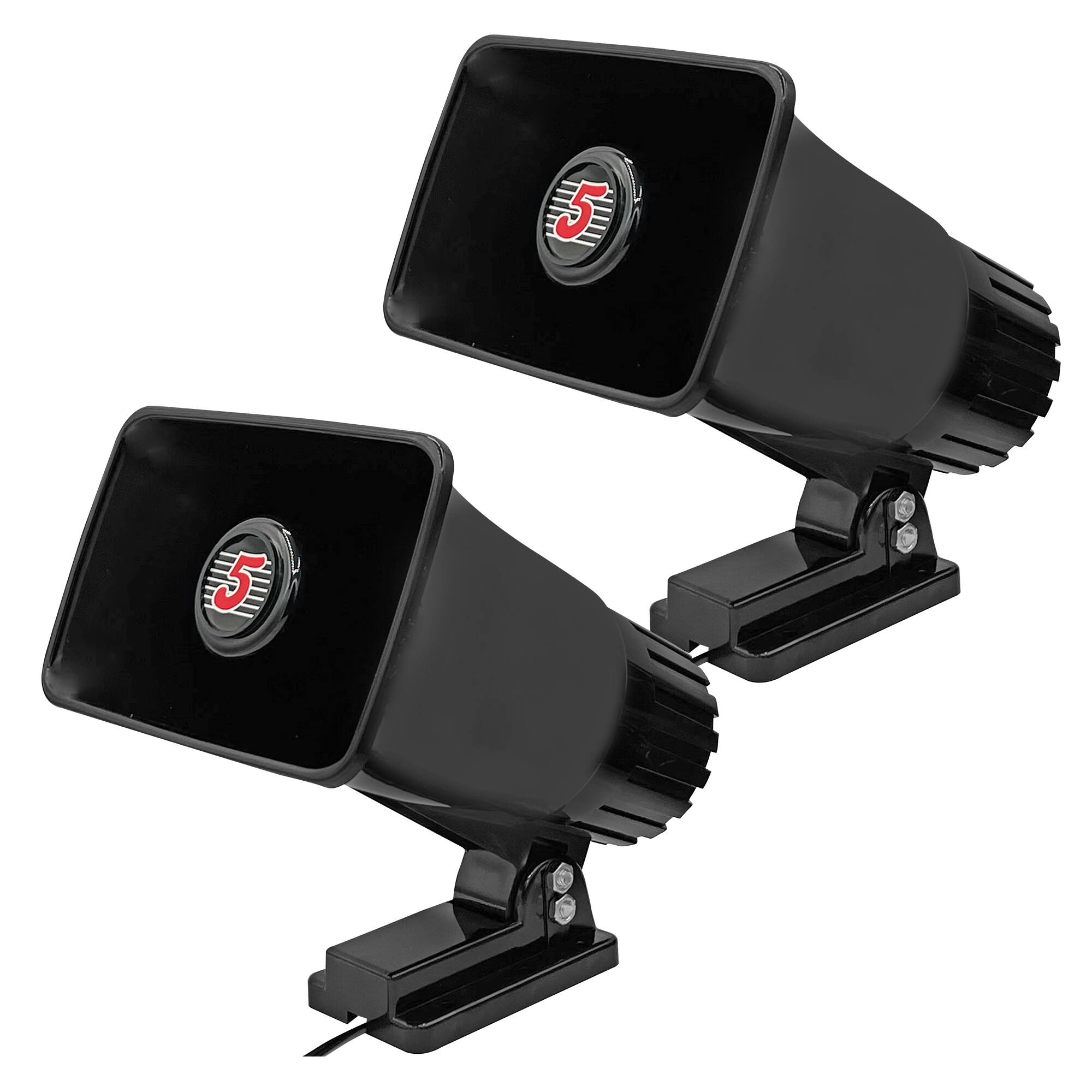 Front. 5 CORE - 5 Core PA Horn 200W Loud Speaker Pair 6" Bull Horn Loud Audio 8Ohm All Weather Indoor Outdoor Use - Black.