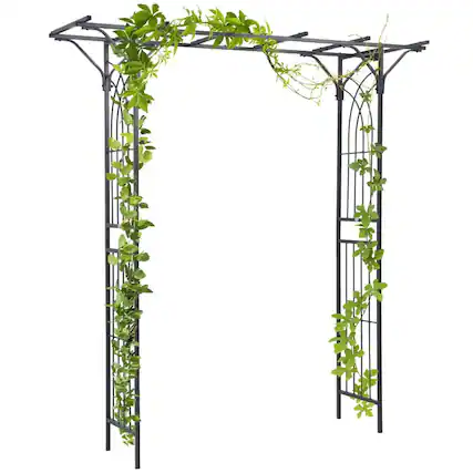 Front. PULUZ - 82'' Decorative Metal Garden Trellis Arch with Durable Steel Tubing & Elegant Scrollwork, Perfect for Weddings.