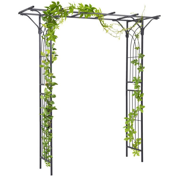 Front. PULUZ - 82'' Decorative Metal Garden Trellis Arch with Durable Steel Tubing & Elegant Scrollwork, Perfect for Weddings.