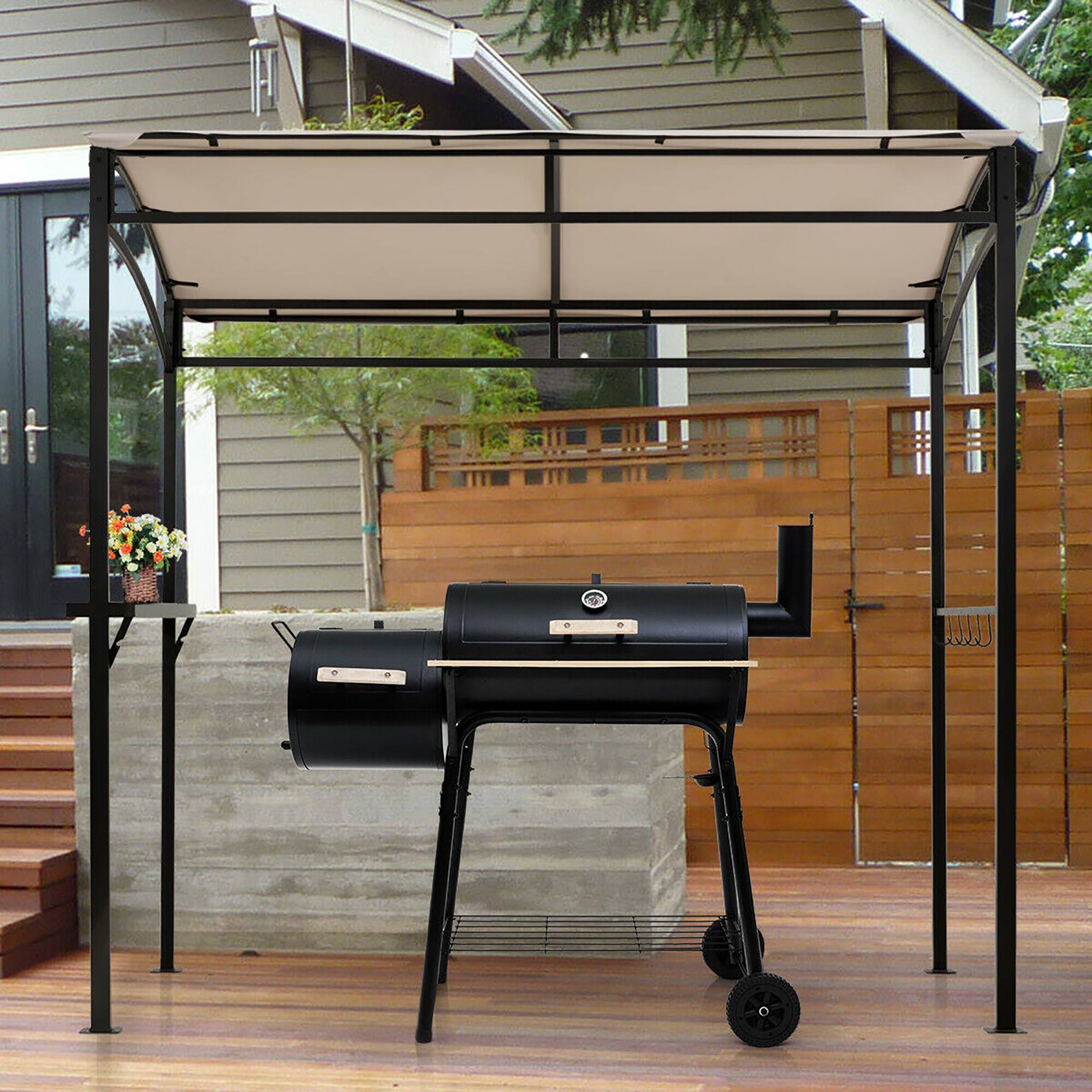 Alt View 3. Costway - Costway 7'x4.5' Grill Gazebo Outdoor Patio Garden BBQ Canopy Shelter Storage Hook - Beige.