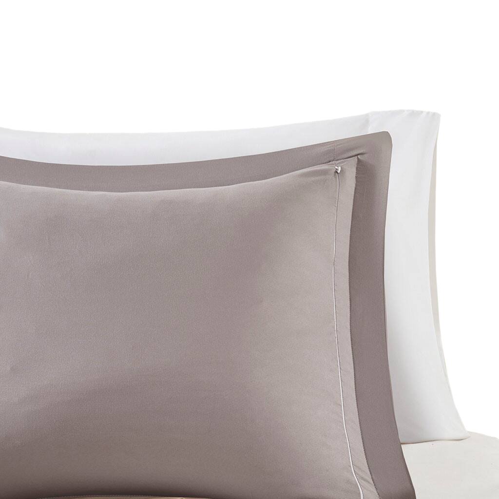 Alt View 2. Gracie Mills - Gracie Mills Vicente Reversible Diamond Quilt Down Alternative Comforter Set with 3M Scotchgard Protection - Charcoal/Grey.