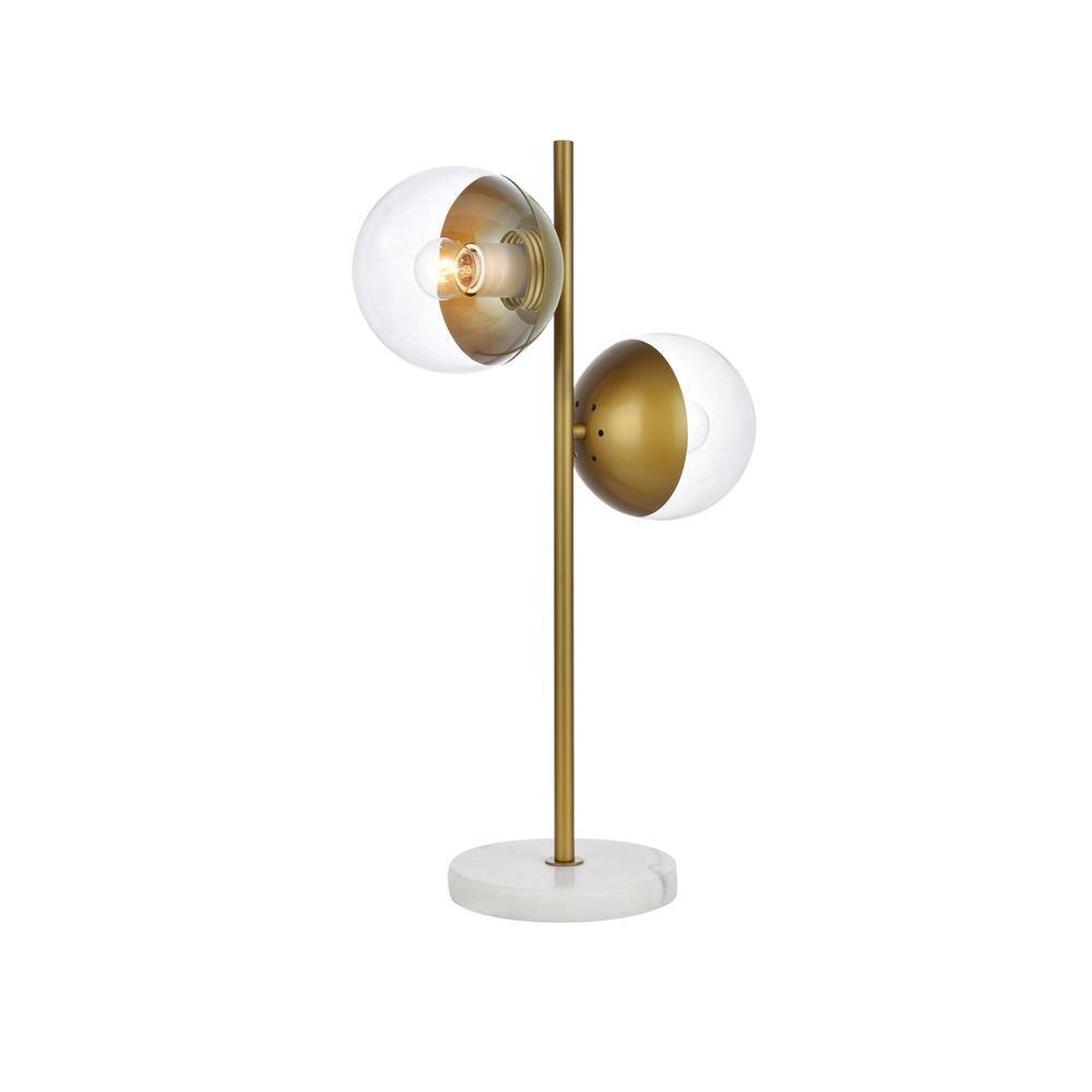 Alt View 2. Living District - Eclipse 2 Lights Brass Table Lamp With Clear Glass - Brass And Clear.