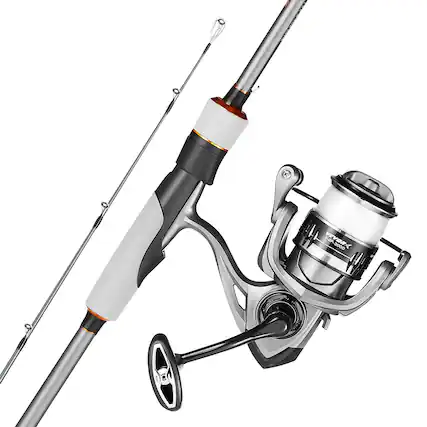 Front. VEVOR - Rod and Fishing Reel Combo, IM6 Carbon Fiber Spinning Rod and Reel Combo, Bass Fishing Pole with 6.5 ft Two-Piece Rods - Gunpowder Gray.