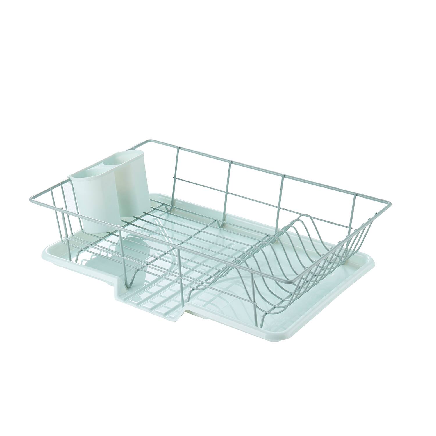 Left. Sweet Home Collection - Steel 3-Piece Large Countertop Dish Drainer with Drain Board & Utensil Holder - Mint.