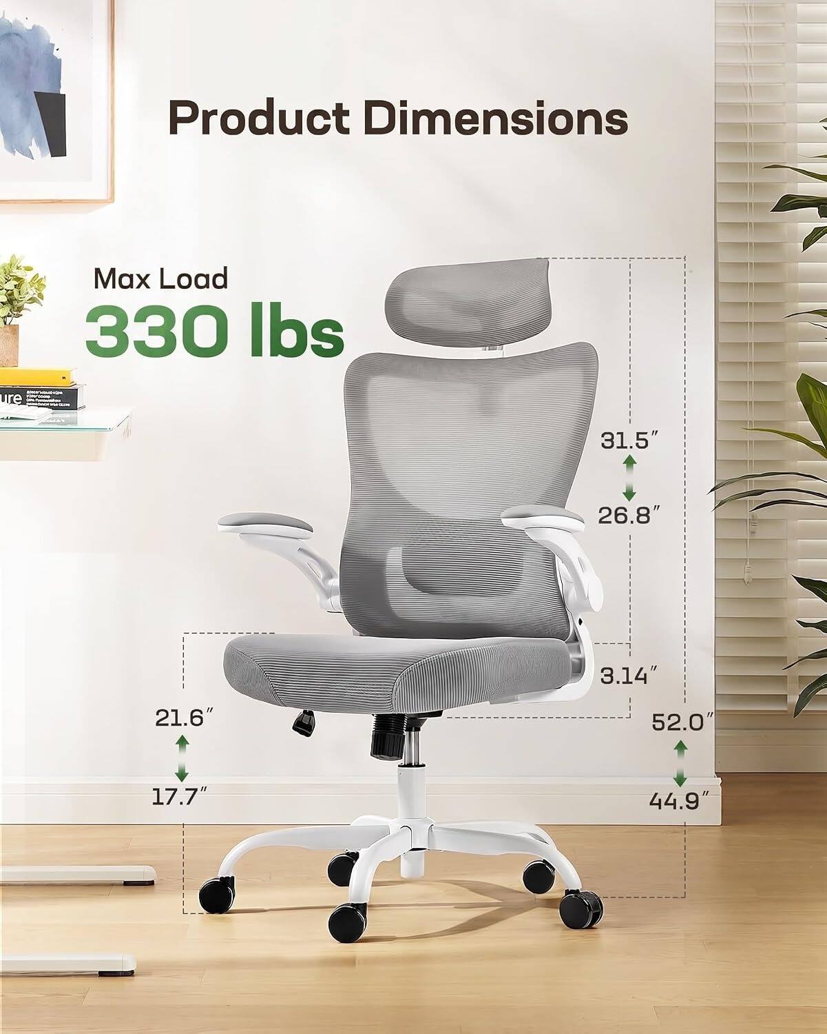 Product Dimensions  
Max Load 330 lbs  
- -  
31.5"  
26.8"  
3.14"  
21.6"  
52.0"  
17.7"  
44.9"
