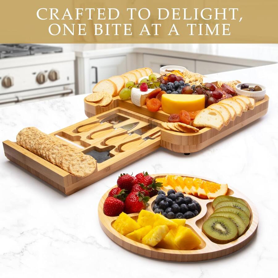Zulay Kitchen Premium Bamboo Charcuterie Board Extra Thick Bamboo Board ...