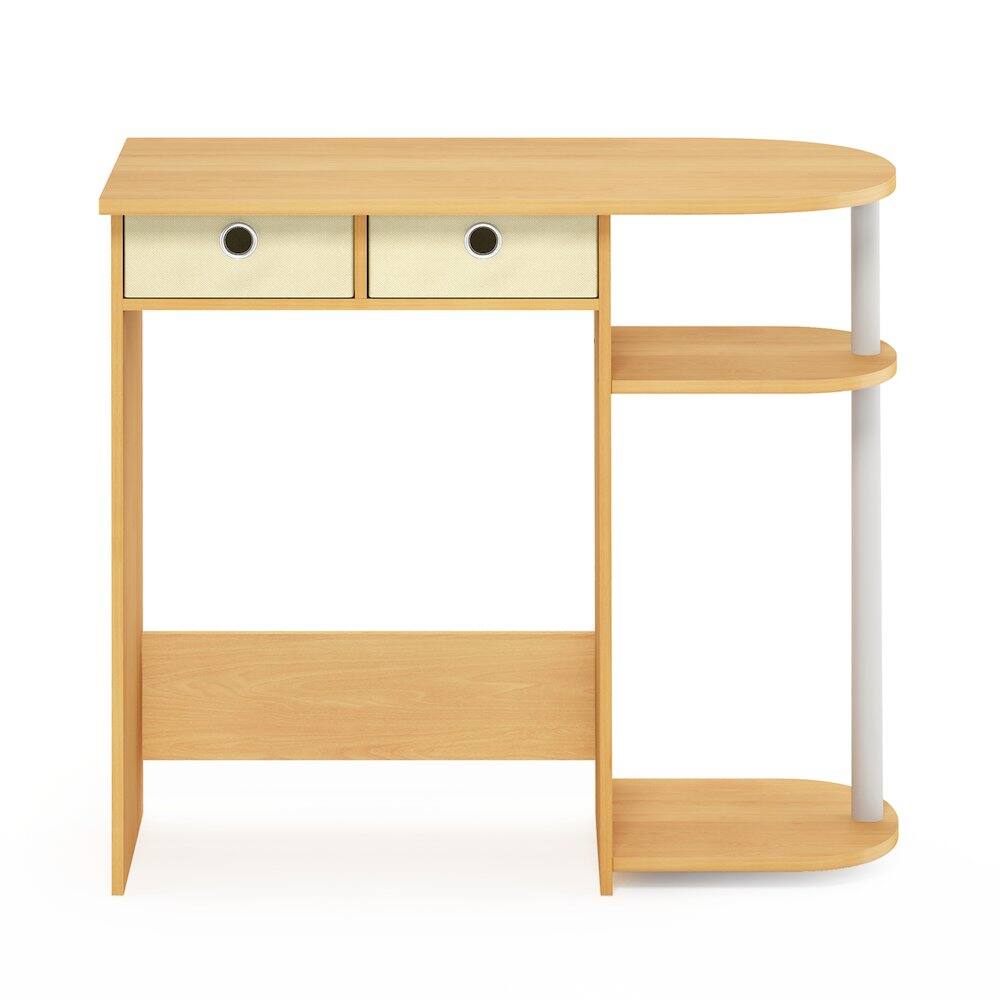 Left. Furinno - JAYA 32-Inch Oak Entryway Table with 2 Fabric Drawers, Console Table with Open Shelves, Behind Sofa Couch Tables - Beech/Ivory/White.