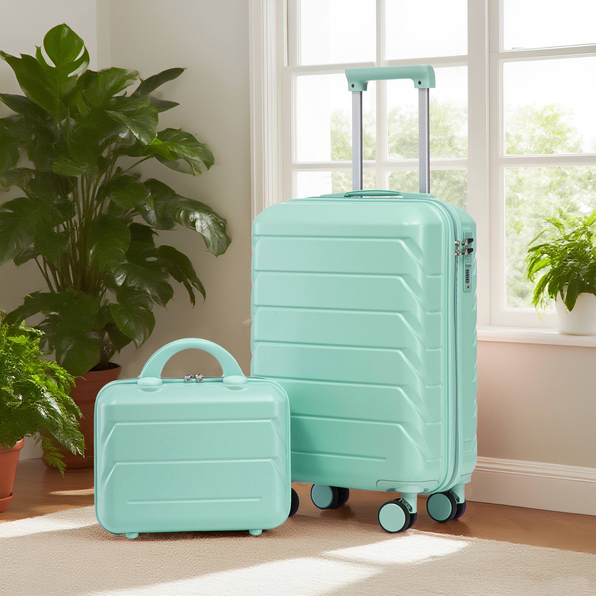 Alt View 10. Ecooso - 2 Piece Luggage Set Hardshell ABS Spinner Suitcase with Combination Lock and Cosmetic Case - Mint Green.