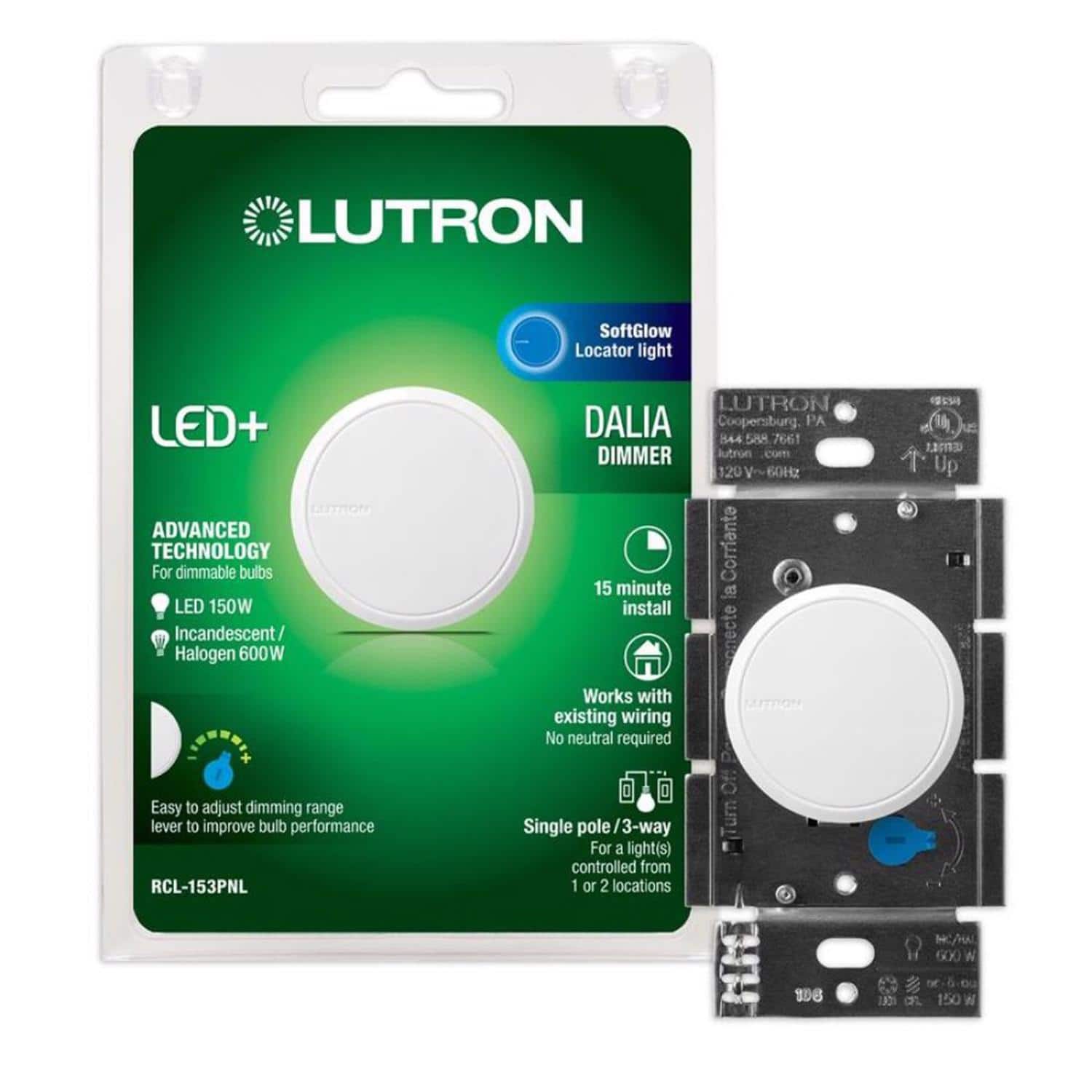 Lutron - Dalia Single Pole 3 Way Dimmer Switch 1 pk - White price history on PriceWatchPro