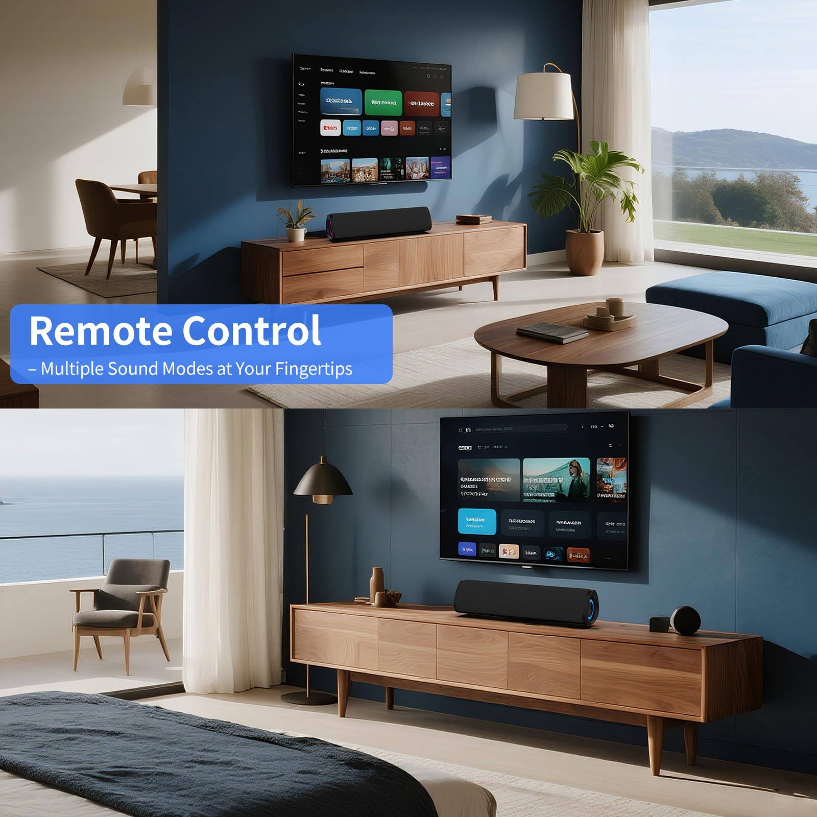 Remote Control  
- Multiple Sound Modes at Your Fingertips