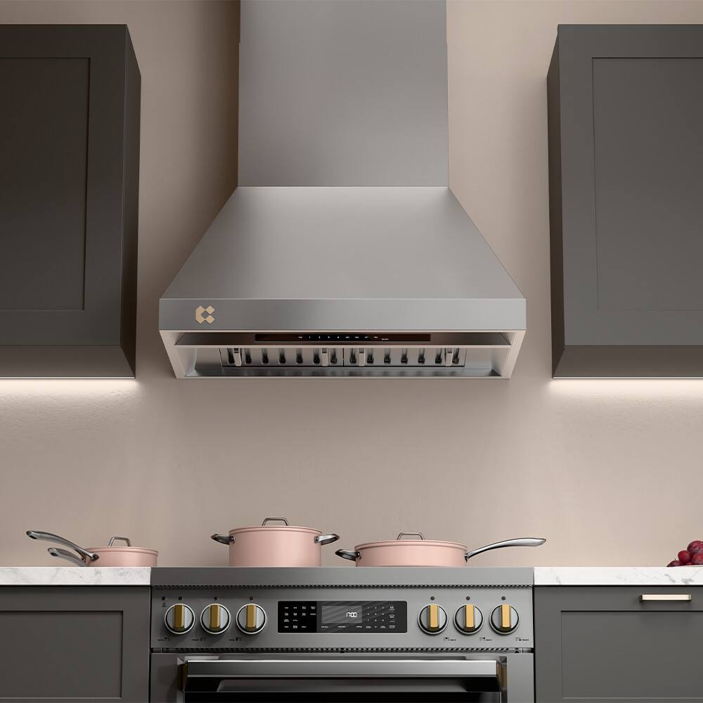 Alt View 2. Jeremy Cass - 36 in. 950 CFM Convertible Wall-Mounted Range Hood with Smart Control and Gas Leakage Detect Sensors - Stainless Steel.