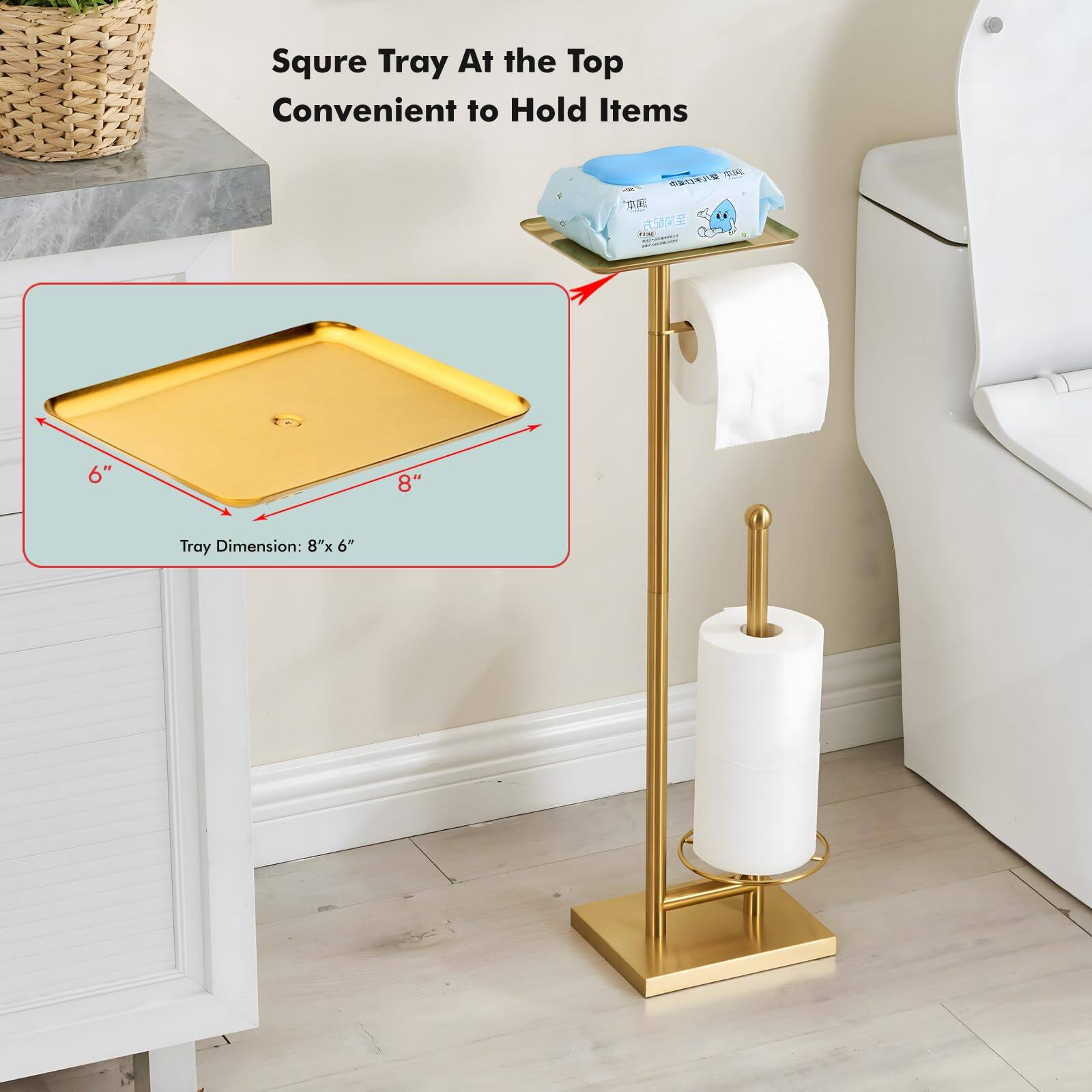 Square Tray at the Top Convenient to Hold Items

Tray Dimension: 8" x 6"