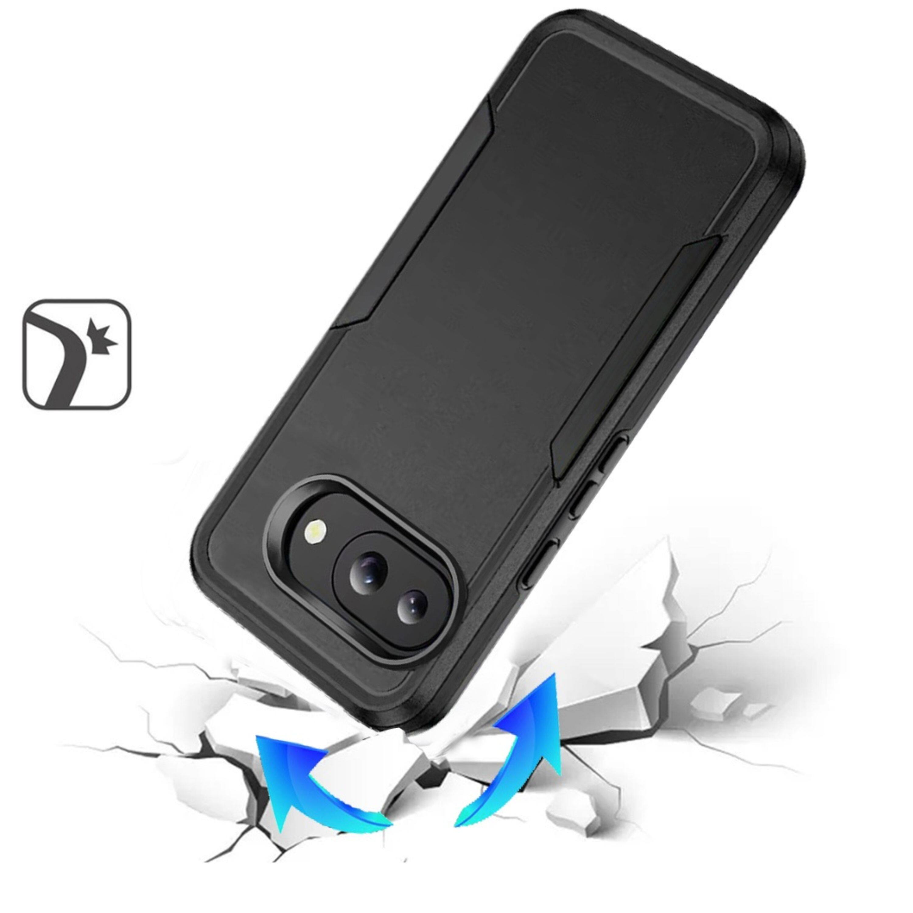Angle. Kitcheniva - Rugged Shockproof Hybrid Case With Tempered Glass For Google Pixel 10a Black - Black.