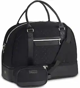 Wikistore - Travel Duffel Bag with Toiletry Bag Foldable Weekender with Shoe Compartment Carry On - Black