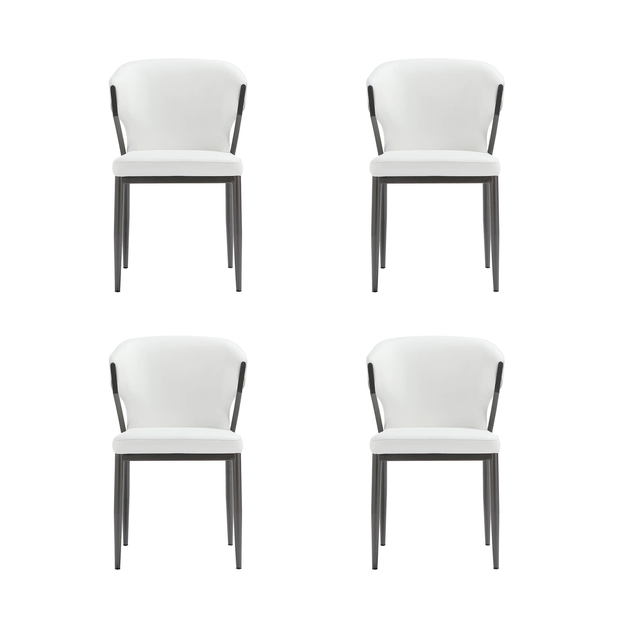 Manhattan Comfort - Kirsten Modern Metal Vegan Leather Dining Chair - Set of 4 - White