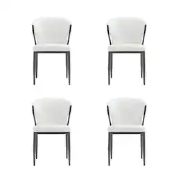 Manhattan Comfort - Kirsten Modern Metal Vegan Leather Dining Chair - Set of 4 - White