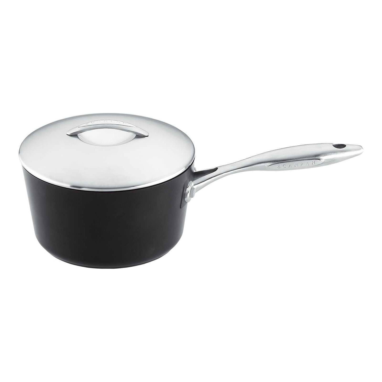 Front. Scanpan - Professional 1 Quart Covered Saucepan - Black.