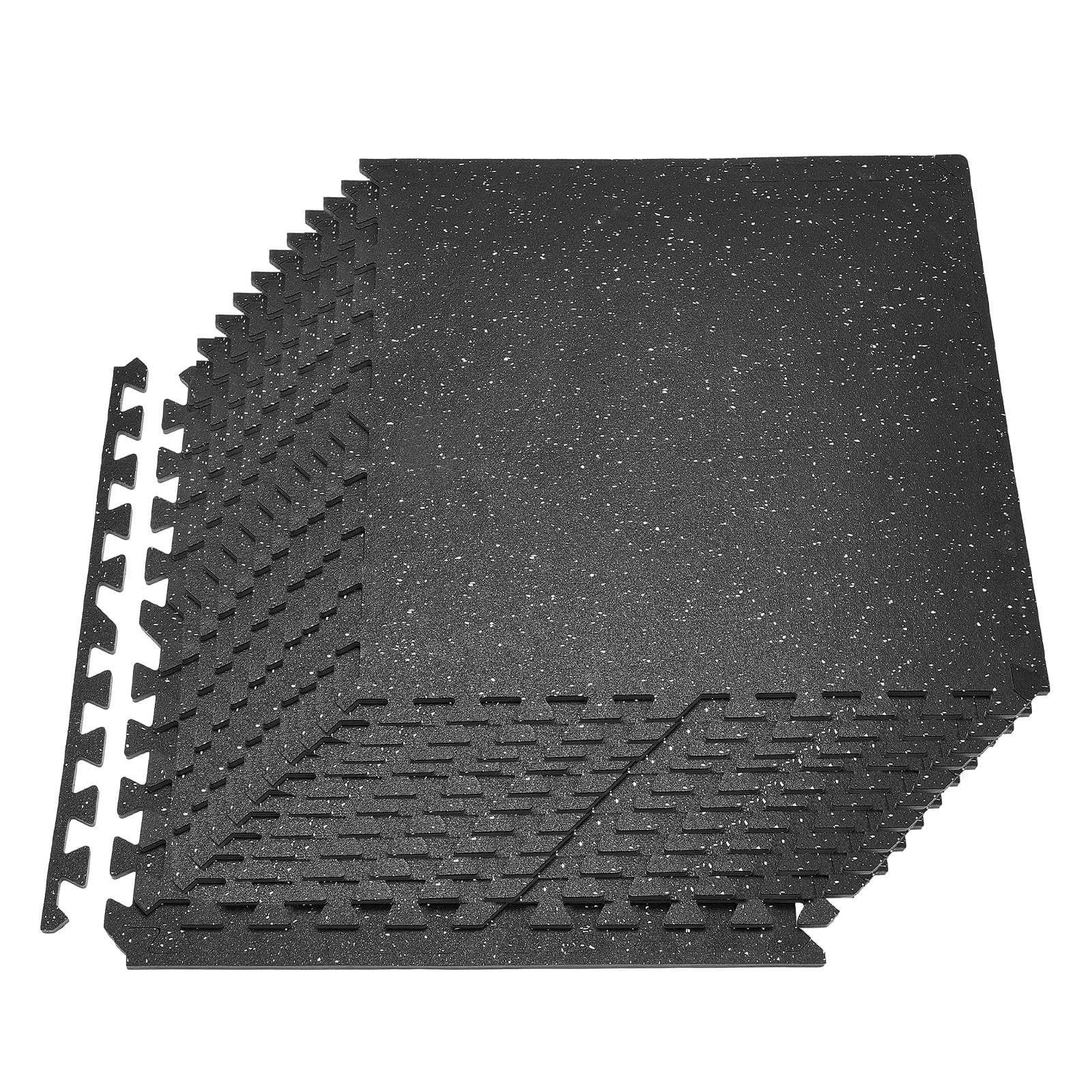 VEVOR - Puzzle Exercise Mat, 24 PCS Fitness Equipment Mats, 24 x 24 x 0.4 in, High-Density EVA Foam Mats Set - Black with White Dots