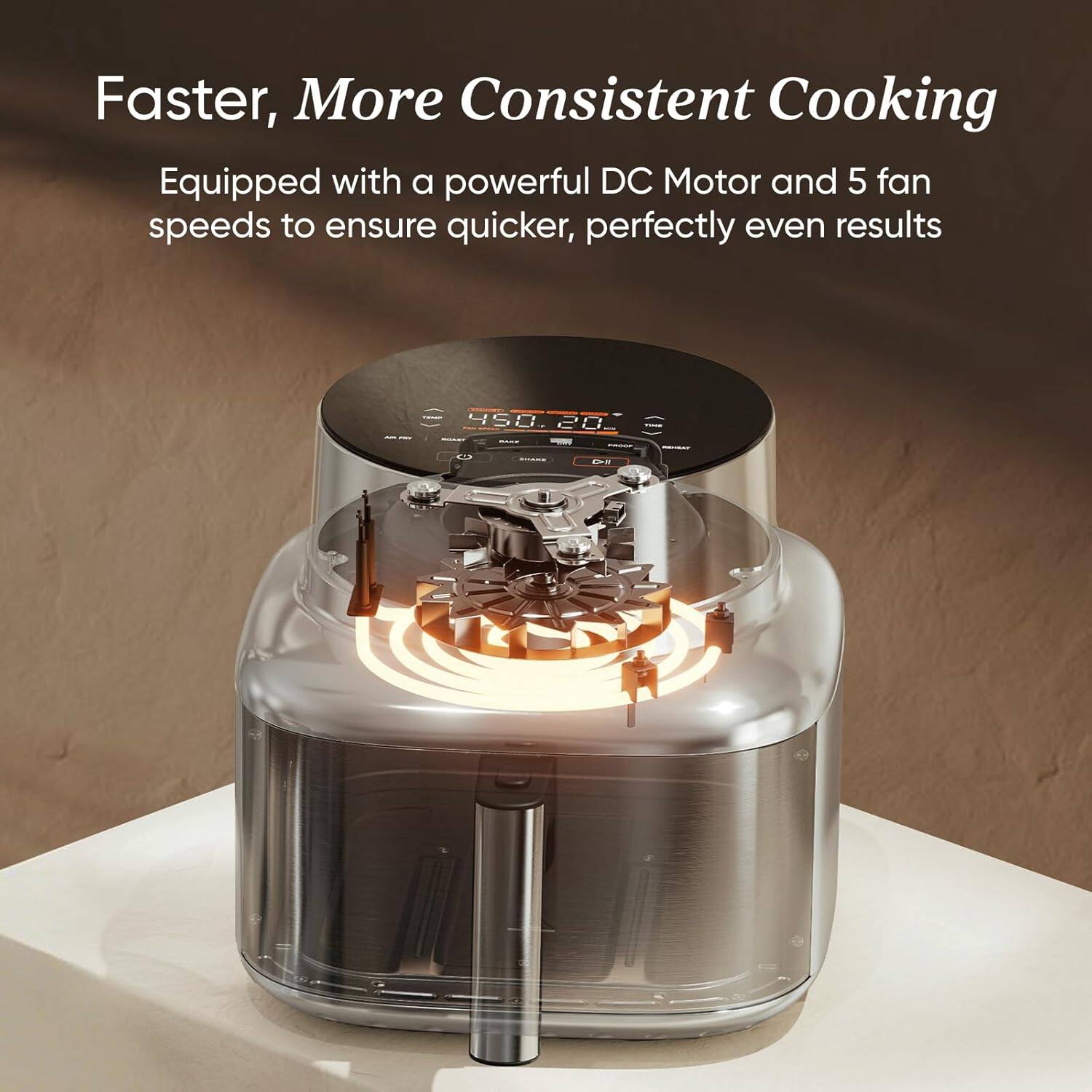 Faster, More Consistent Cooking  
Equipped with a powerful DC Motor and 5 fan speeds to ensure quicker, perfectly even results