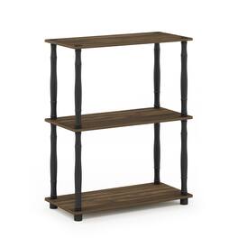 Furinno - Turn-N-Tube 3-Tier Compact Multipurpose Shelf Display Rack with Classic Tube, Columbia Walnut/Black - Columbia Walnut/Black