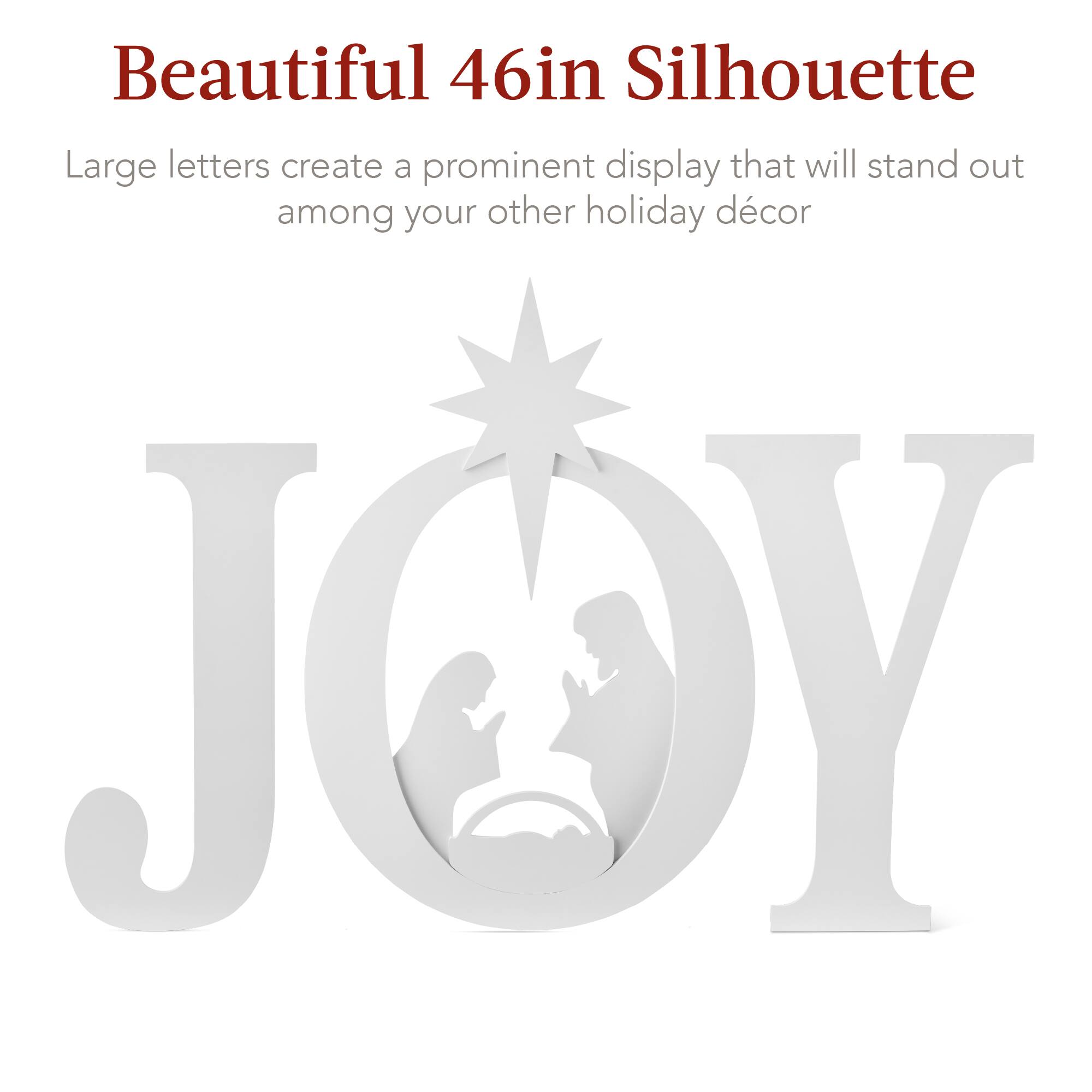 Beautiful 46in Silhouette

Large letters create a prominent display that will stand out among your other holiday décor.
