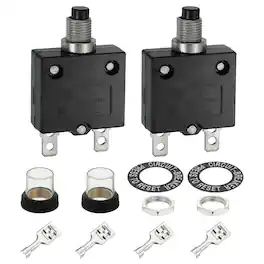 Unique Bargains - 2pcs 25A Thermal Circuit Breaker, 125/250V AC,32/50V DC, Manual Reset Push Button, Waterproof Caps, Quick Connect L-MC - Black